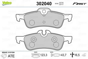 Valeo 302040 - Brzdové platničky -
