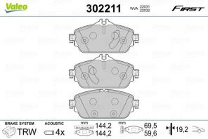 Valeo 302211 - Brzdové platničky -