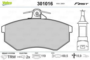 Valeo 301016 - Brzdové platničky -