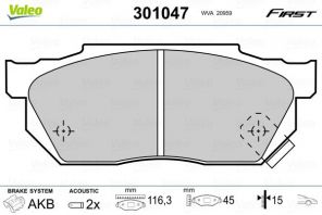 Valeo 301047 - Brzdové platničky -