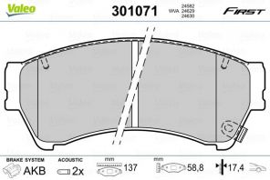 Valeo 301071 - Brzdové platničky -
