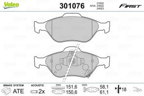 Valeo 301076 - Brzdové platničky -