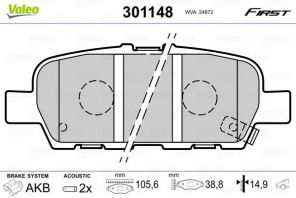 Valeo 301148 - Brzdové platničky -