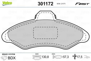 Valeo 301172 - Brzdové platničky -