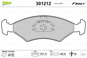 Valeo 301212 - Brzdové platničky -