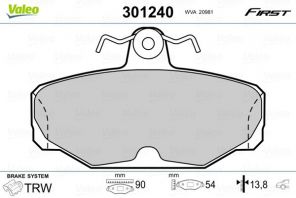 Valeo 301240 - Brzdové platničky -