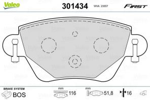 Valeo 301434 - Brzdové platničky -