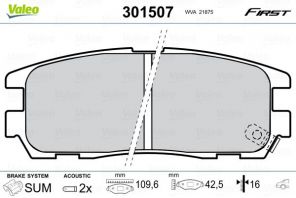 Valeo 301507 - Brzdové platničky -