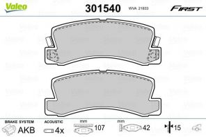 Valeo 301540 - Brzdové platničky -