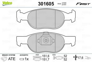 Valeo 301605 - Brzdové platničky -