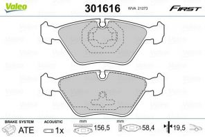 Valeo 301616 - Brzdové platničky -