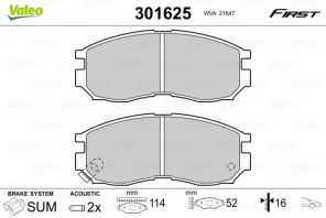 Valeo 301625 - Brzdové platničky -