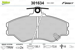 Valeo 301634 - Brzdové platničky -