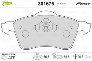 Valeo 301675 - Brzdové platničky -