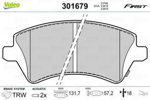 Valeo 301679 - Brzdové platničky -