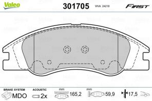 Valeo 301705 - Brzdové platničky -