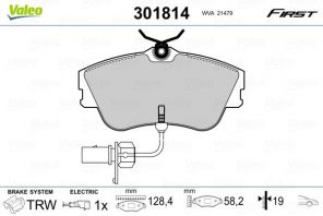 Valeo 301814 - Brzdové platničky -