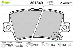 Valeo 301849 - Brzdové platničky -
