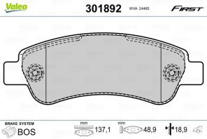Valeo 301892 - Brzdové platničky -