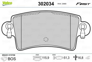 Valeo 302034 - Brzdové platničky -