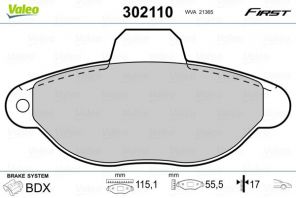 Valeo 302110 - Brzdové platničky -