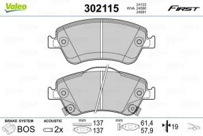 Valeo 302115 - Brzdové platničky -