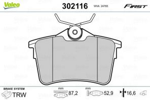 Valeo 302116 - Brzdové platničky -
