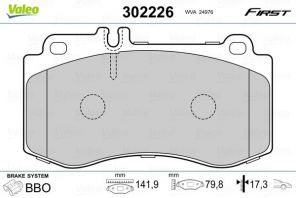 Valeo 302226 - Brzdové platničky -