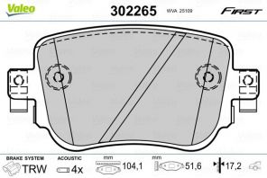 Valeo 302265 - Brzdové platničky -