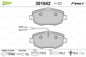 Valeo 301042 - Brzdové platničky -