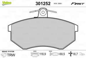 Valeo 301252 - Brzdové platničky -