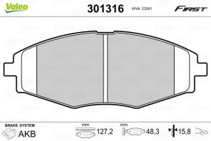 Valeo 301316 - Brzdové platničky -