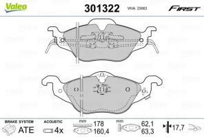 Valeo 301322 - Brzdové platničky -