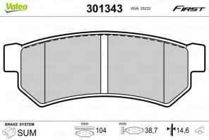 Valeo 301343 - Brzdové platničky -