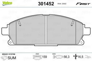 Valeo 301452 - Brzdové platničky -