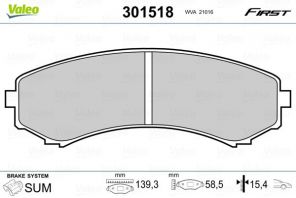 Valeo 301518 - Brzdové platničky -