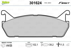 Valeo 301624 - Brzdové platničky -