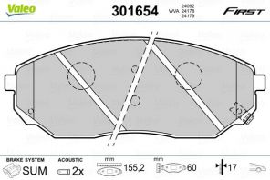Valeo 301654 - Brzdové platničky -