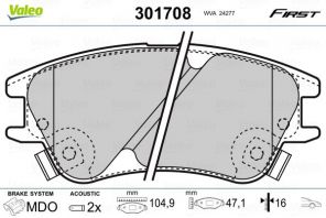 Valeo 301708 - Brzdové platničky -