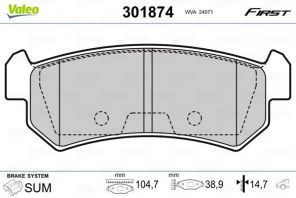 Valeo 301874 - Brzdové platničky -