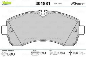 Valeo 301881 - Brzdové platničky -