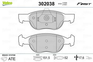 Valeo 302038 - Brzdové platničky -