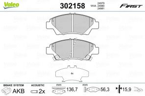 Valeo 302158 - Brzdové platničky -