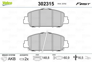 Valeo 302315 - Brzdové platničky -