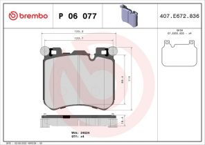 Brembo P 06 077 - Brzdové platničky -
