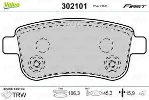 Valeo 302101 - Brzdové platničky -