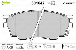 Valeo 301647 - Brzdové platničky -