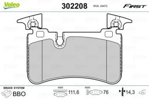 Valeo 302208 - Brzdové platničky -