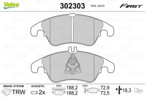 Valeo 302303 - Brzdové platničky -