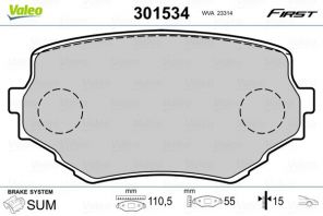 Valeo 301534 - Brzdové platničky -